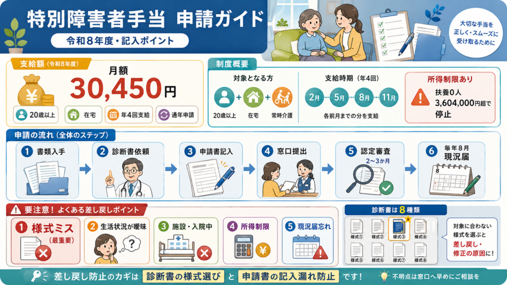 特別障害者手当 申請書の書き方と診断書【令和8年度・記入例付き】 の解説イラスト1