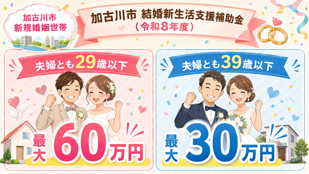 加古川市 結婚新生活支援補助金最大60万円・新婚世帯の解説図解1