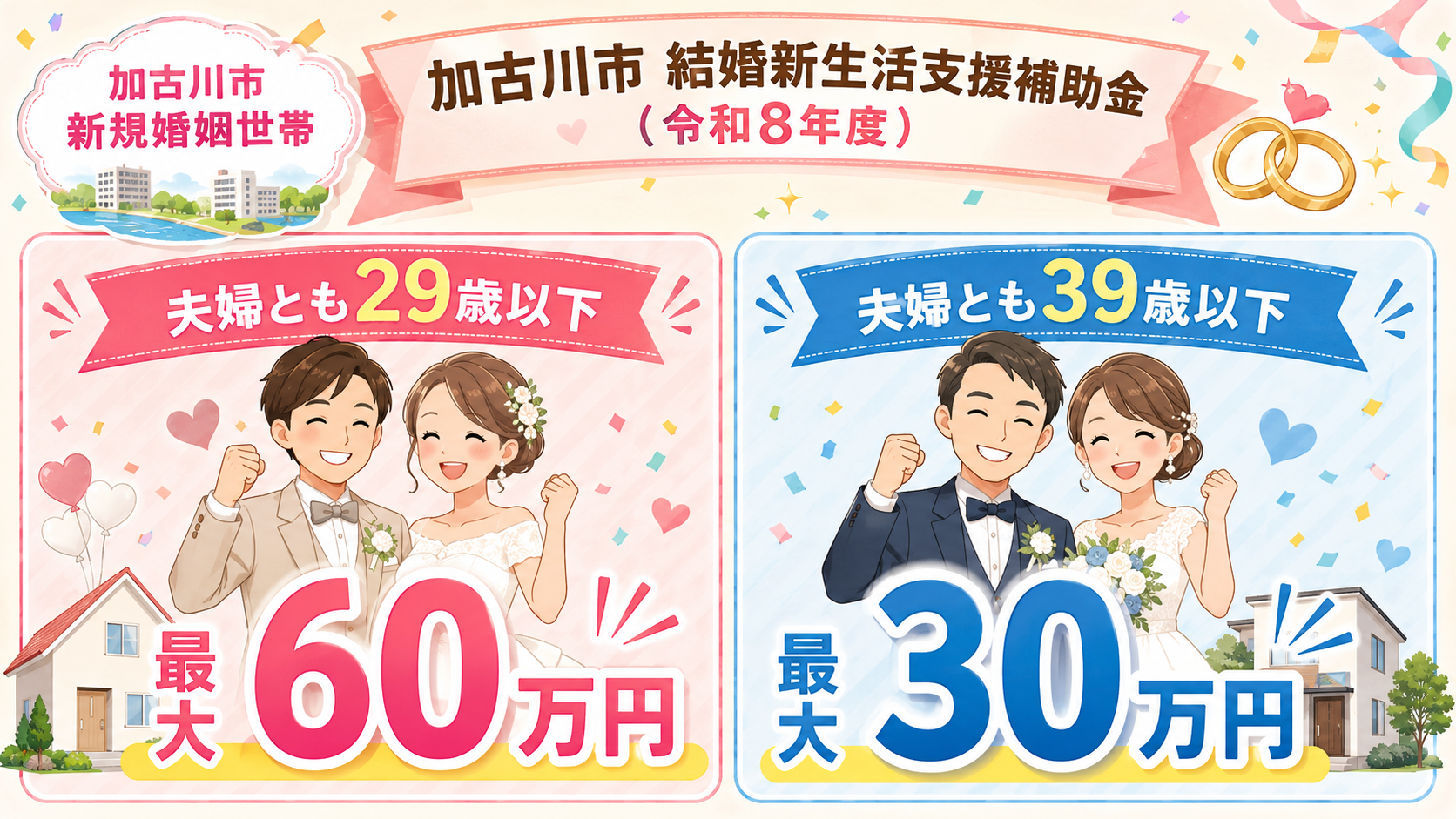 加古川市 結婚新生活支援補助金最大60万円・新婚世帯の解説図解1