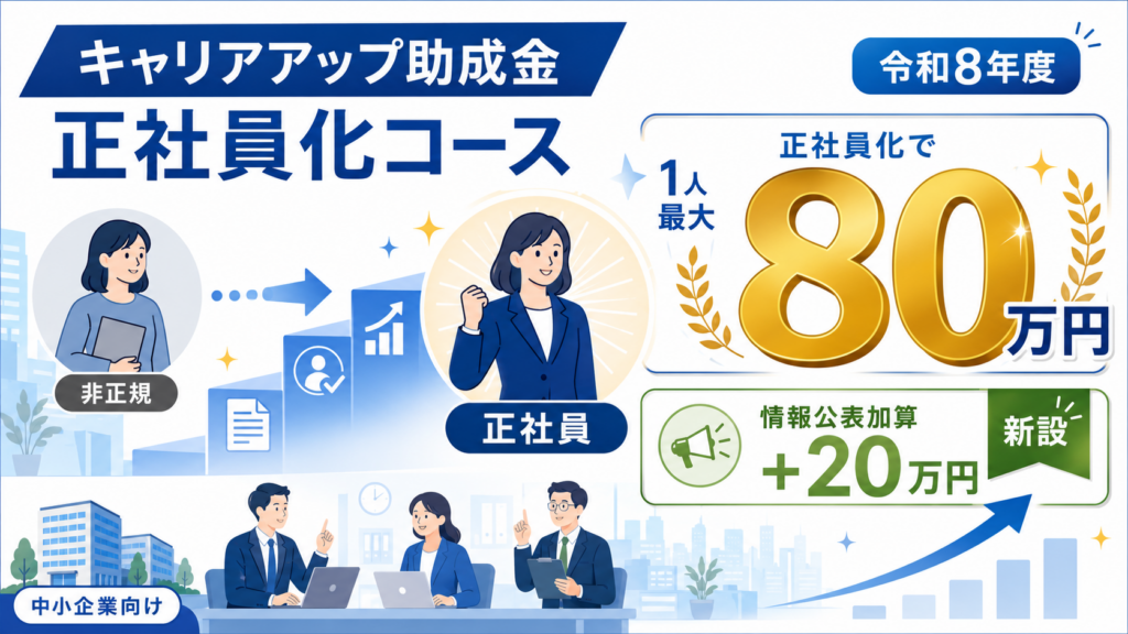 キャリアアップ助成金 正社員化コース情報公表加算20万円新設の解説図解1