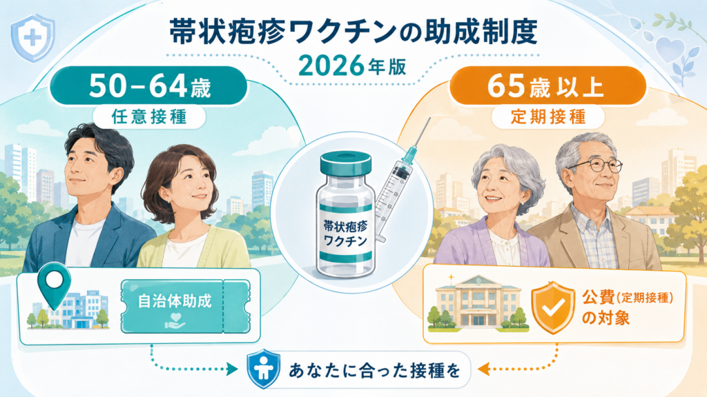 帯状疱疹ワクチン助成 自治体一覧50歳から使える上乗せ制度の解説図解1
