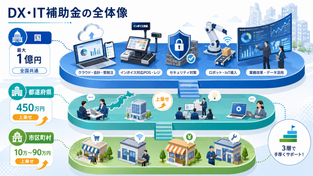 DX・IT導入補助金まとめ|目的別の選び方と一覧の解説図解1