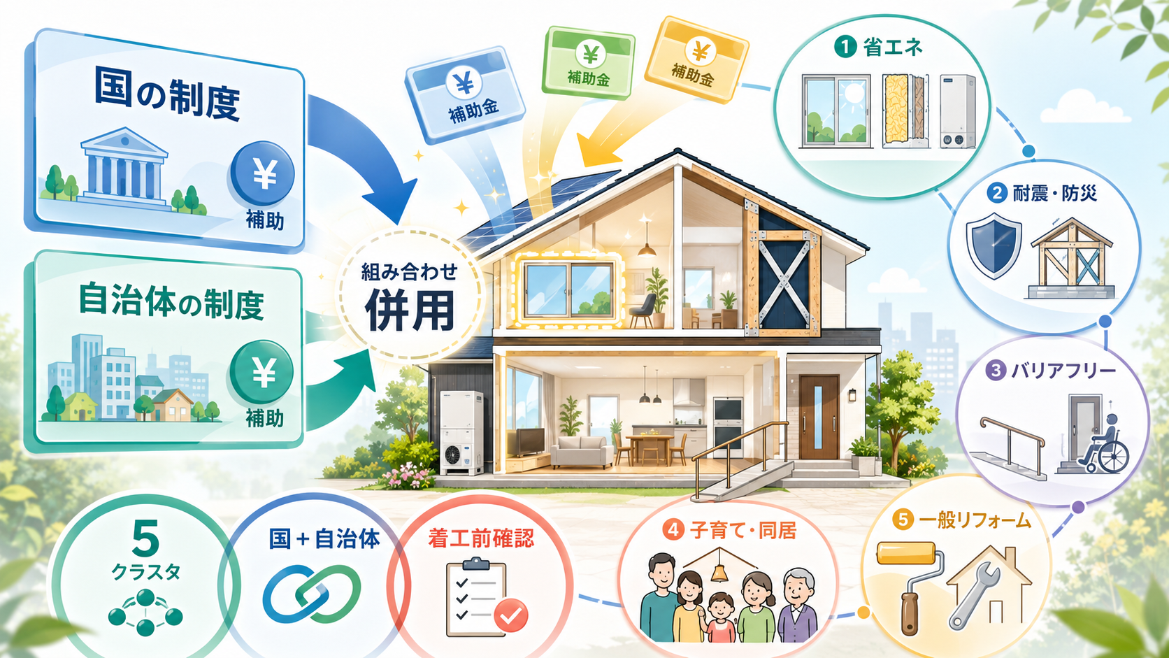 住宅リフォーム補助金まとめ|国+自治体の併用と一覧の解説図解1