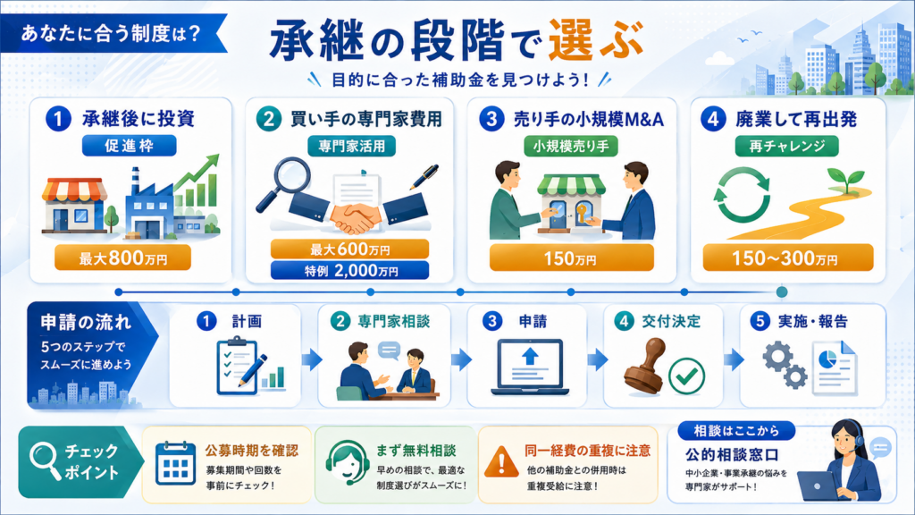 事業承継・M&Aの補助金まとめ｜類型別の選び方と一覧の解説図解2