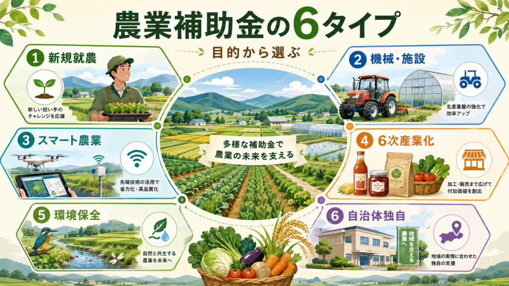 農業の補助金・交付金まとめ|目的別の選び方と一覧の解説図解1