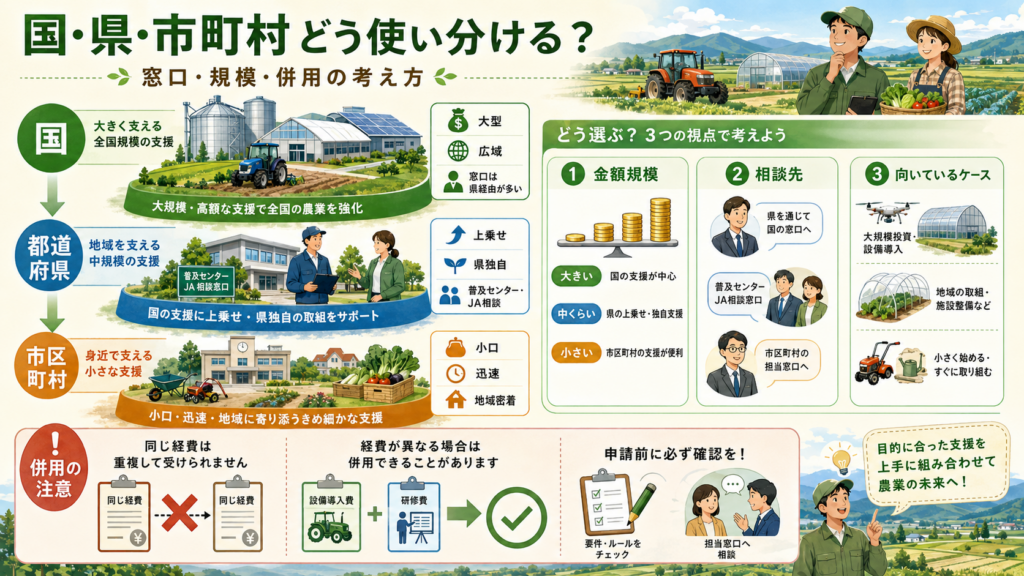 農業の補助金・交付金まとめ|目的別の選び方と一覧の解説図解3