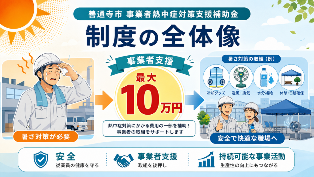 善通寺市 事業者熱中症対策支援補助金最大10万円の解説図解1