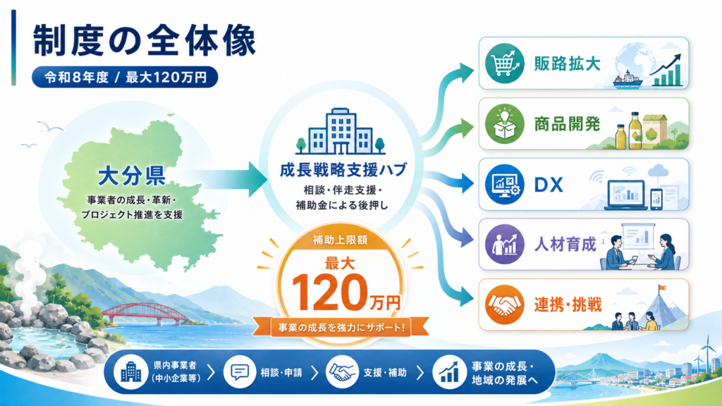 大分県 成長戦略推進プログラム等支援事業補助金最大120万円・申請方法の解説図解1