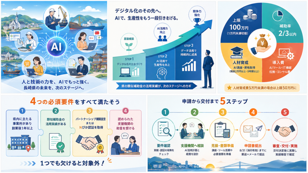 長崎県AI活用力向上支援事業費補助金最大100万円・申請方法の解説図解1