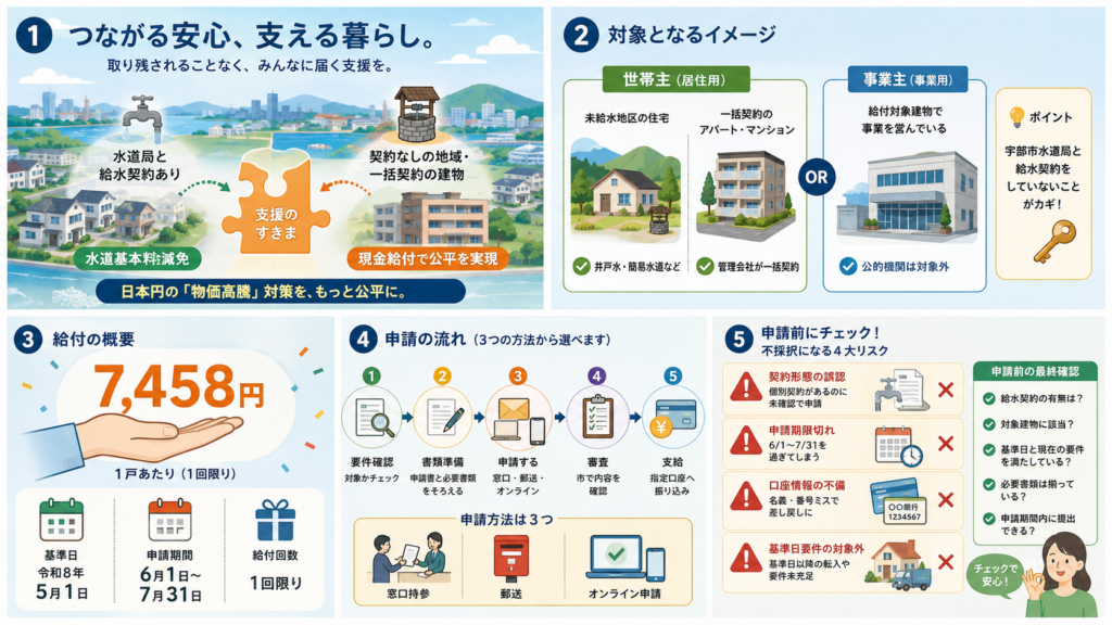宇部市未給水地区等物価高騰対策給付金｜7,458円と申請方法の解説図解1