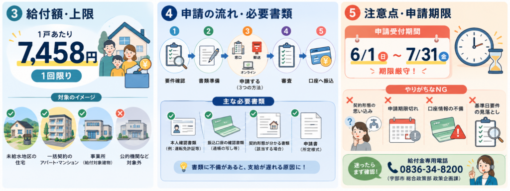 宇部市未給水地区等物価高騰対策給付金｜7,458円と申請方法の解説図解3