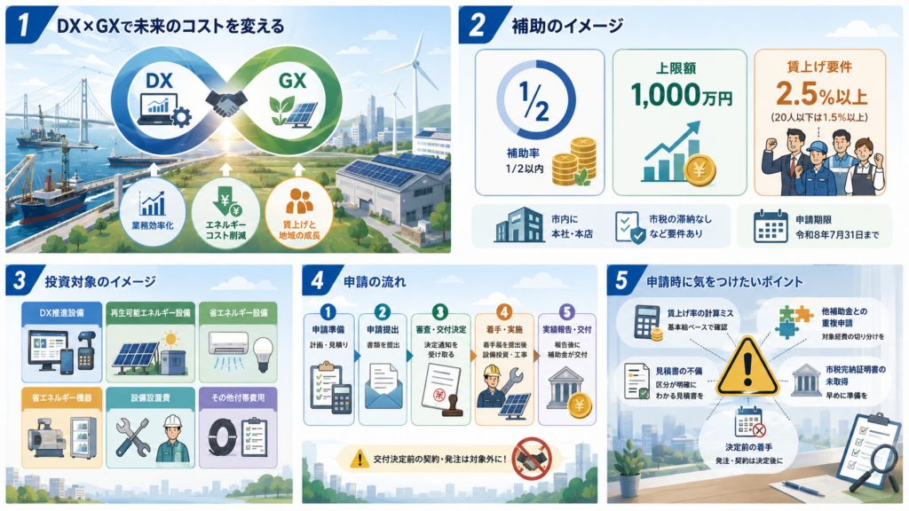 今治市物価高騰対応DX・GX緊急対策事業補助金|上限1000万円の解説図解1