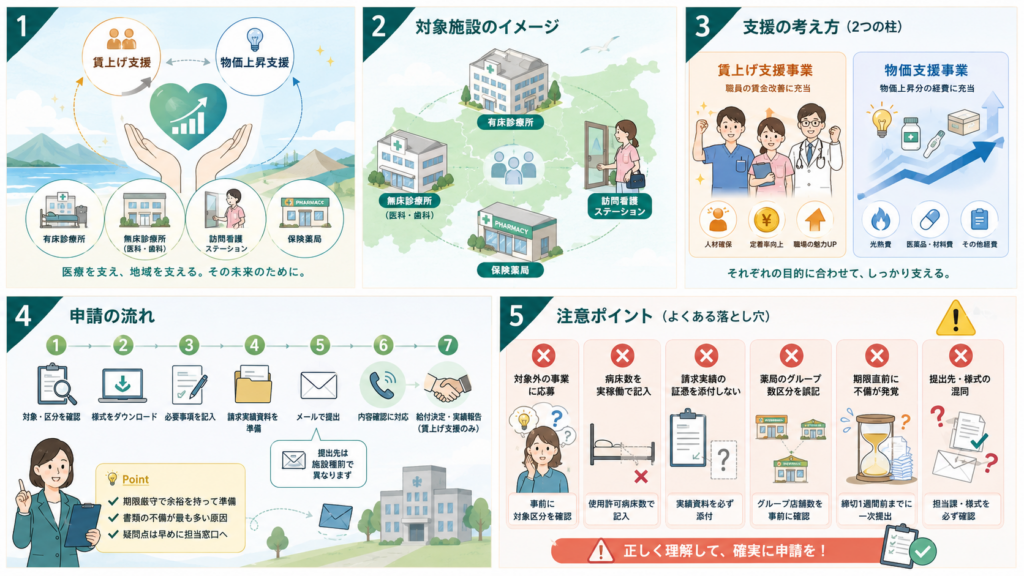 鳥取県医療機関等における賃上げ・物価上昇に対する支援事業ガイドの解説図解1