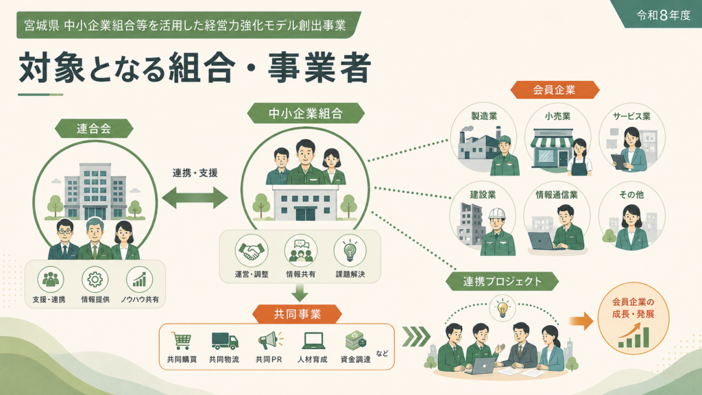 宮城県 中小企業組合等を活用した経営力強化モデル創出事業最大300万円・申請方法の解説図解3