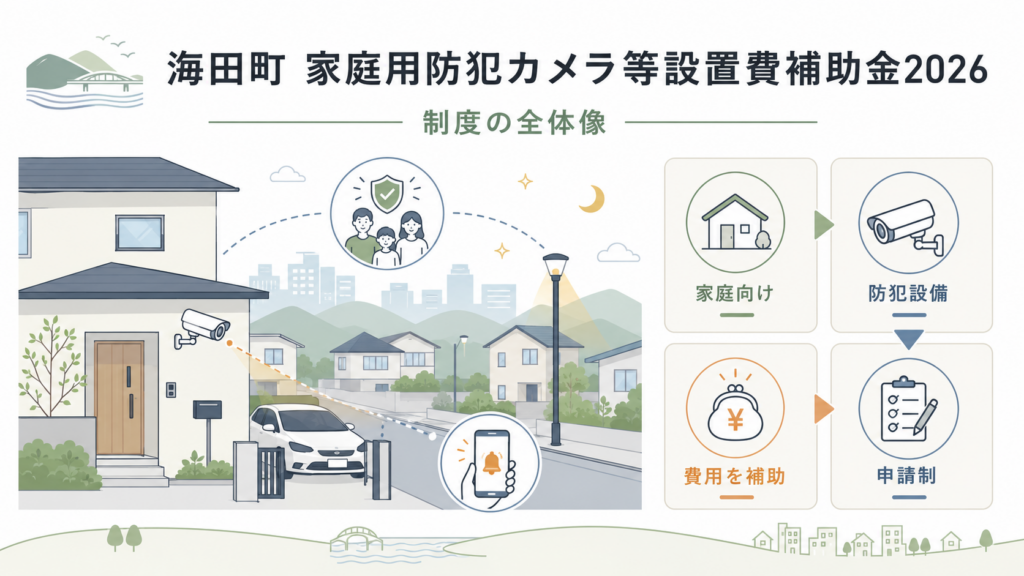 海田町 家庭用防犯カメラ等設置費補助金2026｜上限と申請方法の解説図解1