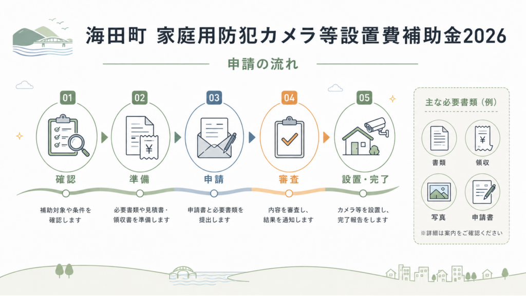 海田町 家庭用防犯カメラ等設置費補助金2026｜上限と申請方法の解説図解4