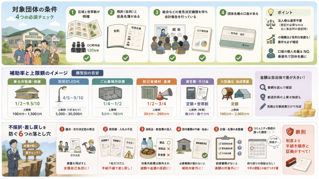 自治会・町内会が使える補助金2026役員向け申請ガイドの解説図解3