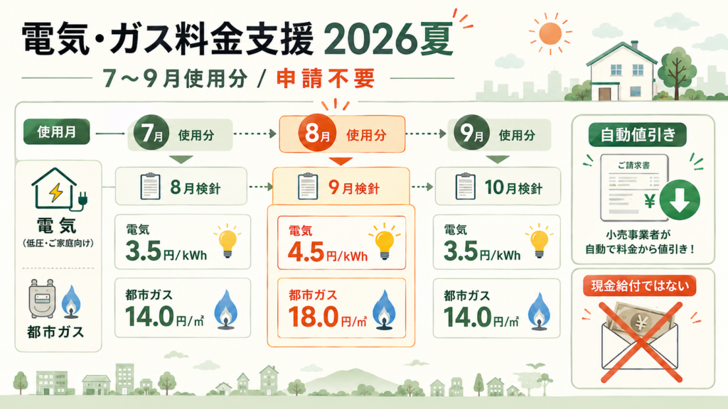 電気・ガス料金支援2026｜7〜9月はいくら安くなるか徹底解説の解説図解1