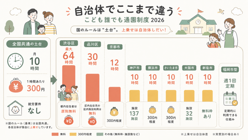 こども誰でも通園制度2026｜就労要件なし月10時間・料金と申込の解説図解2