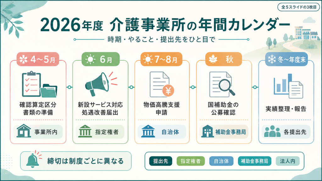 令和8年度介護事業所の補助金・加算｜管理者と事務の実務まとめの解説図解3
