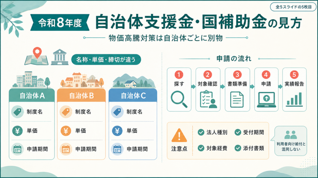 令和8年度介護事業所の補助金・加算｜管理者と事務の実務まとめの解説図解5