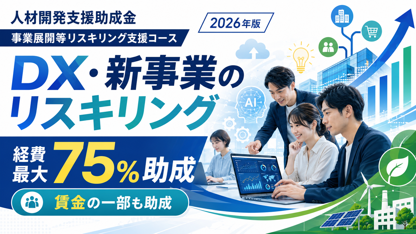 人材開発支援助成金 事業展開等リスキリング支援コース経費最大75%助成の解説図解1