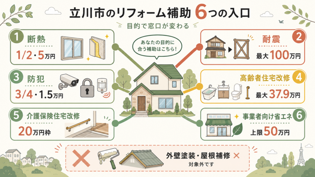 立川市リフォーム補助金断熱5万円＋耐震100万円の解説図解1