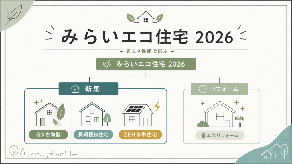 みらいエコ住宅2026｜GX最大125万円・ZEH40万円と申請条件の解説図解1