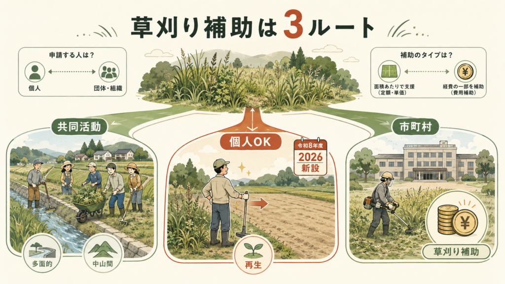 図解:農地の草刈りに補助金は出る?