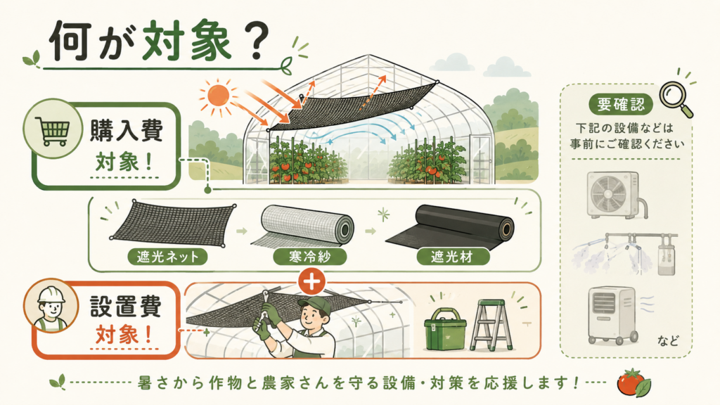 図解:ハウスの遮光ネット代、何がどこまで対象になる?
