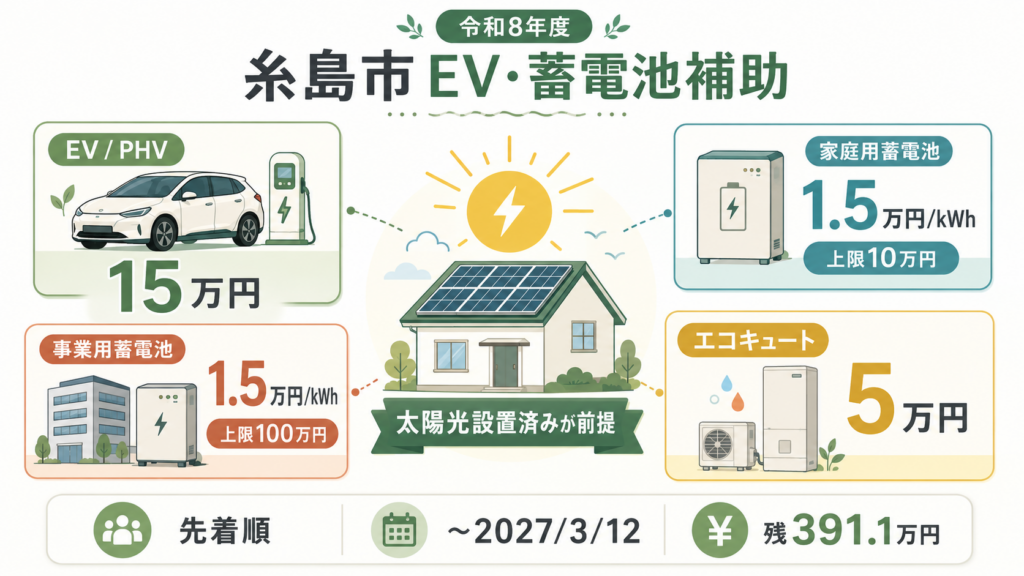 図解：糸島市のEV・蓄電池補助金は、結局いくらもらえるのか？