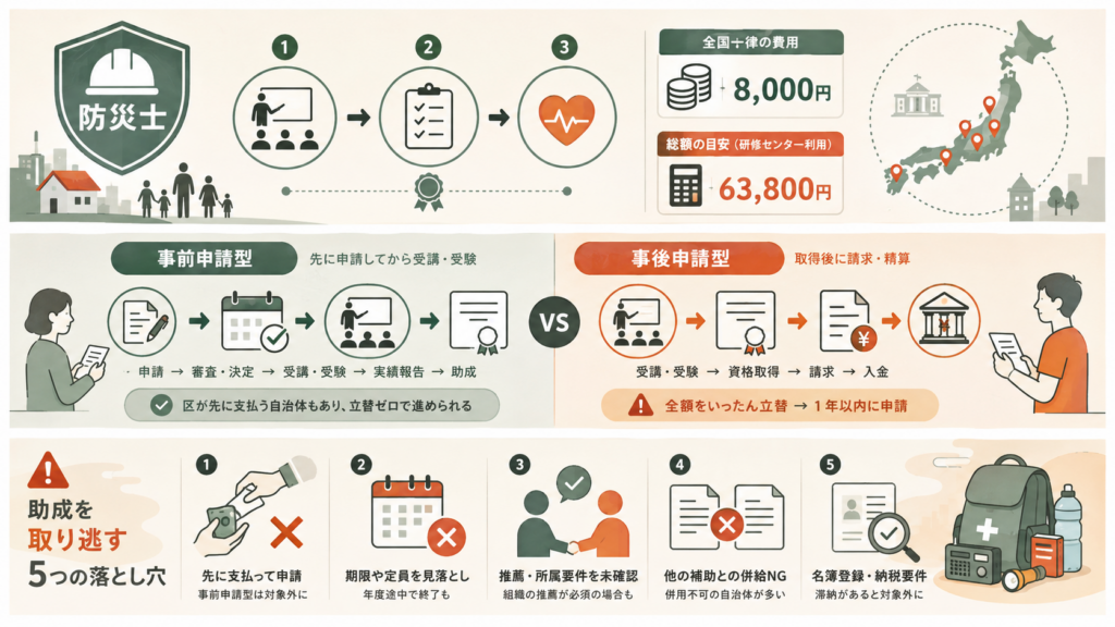 図解:防災士の資格取得に補助金は出る?