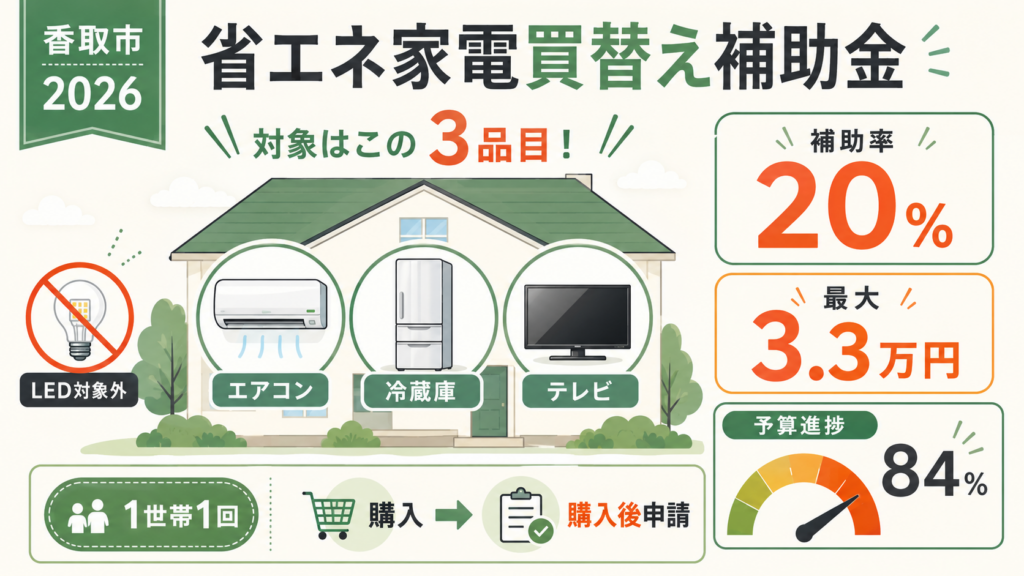 香取市省エネ家電買換え補助金 令和8年度の変更点を整理した図解