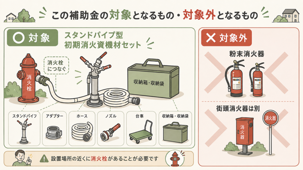図解:補助されるのは消火器?スタンドパイプ?