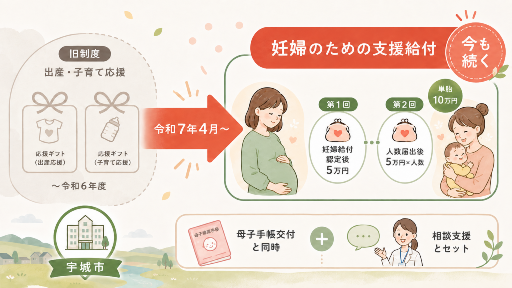 なぜ名前が変わった？出産・子育て応援給付金から妊婦のための支援給付へを整理した図解