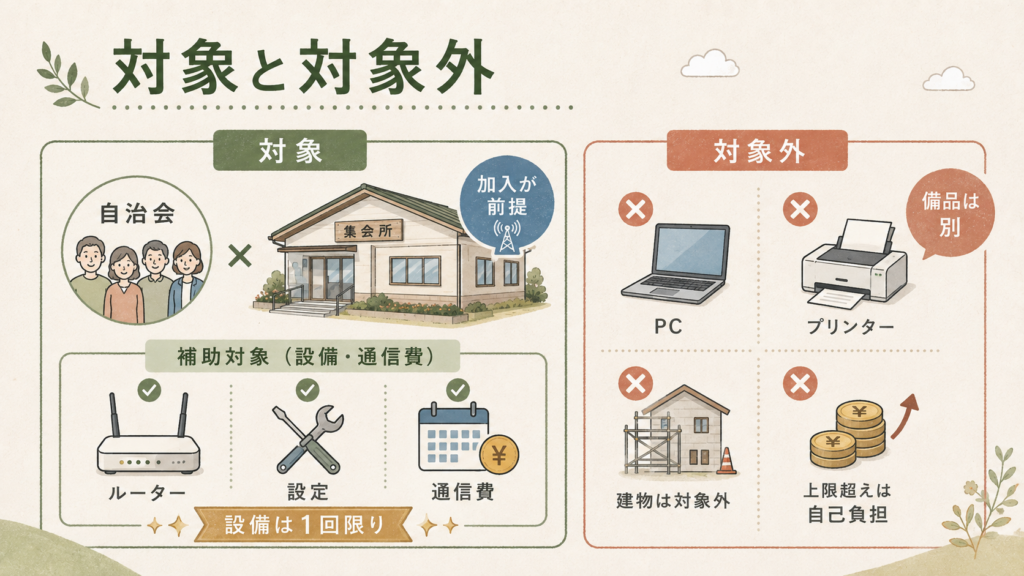 設備と通信費で補助率が違う|内訳を分解するを整理した図解
