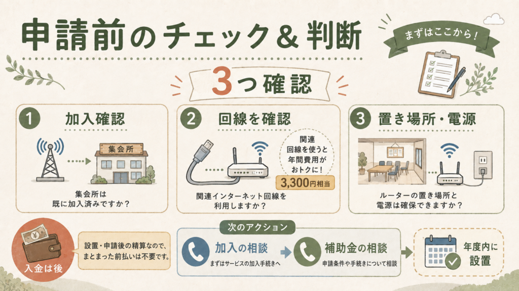 他の自治会向け補助金と組み合わせるを整理した図解