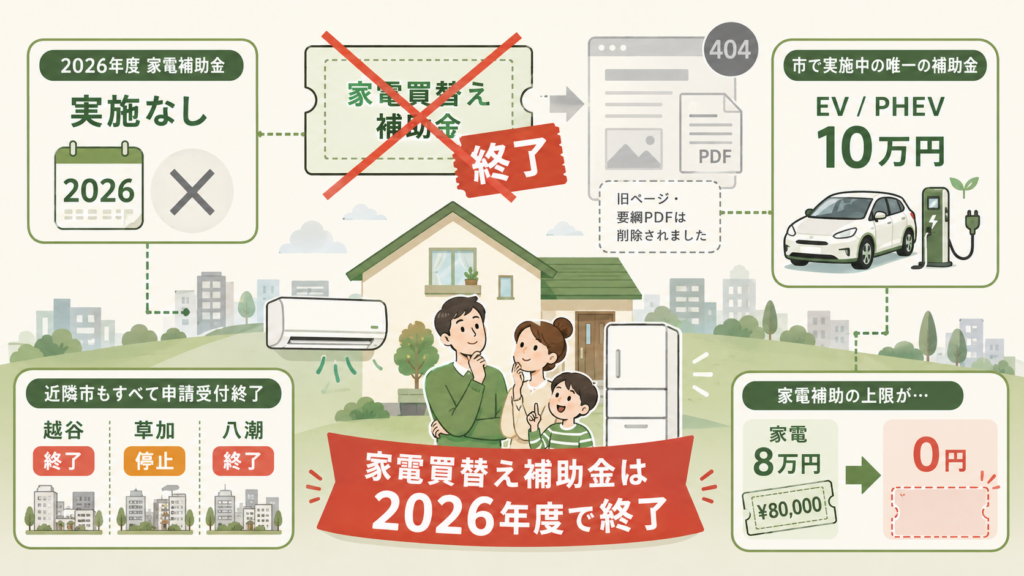 図解：三郷市の省エネ家電補助金は2026年も申請できるのか？