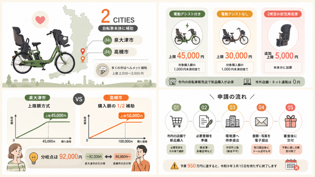 図解：泉大津市の電動アシスト自転車補助金はいくら？