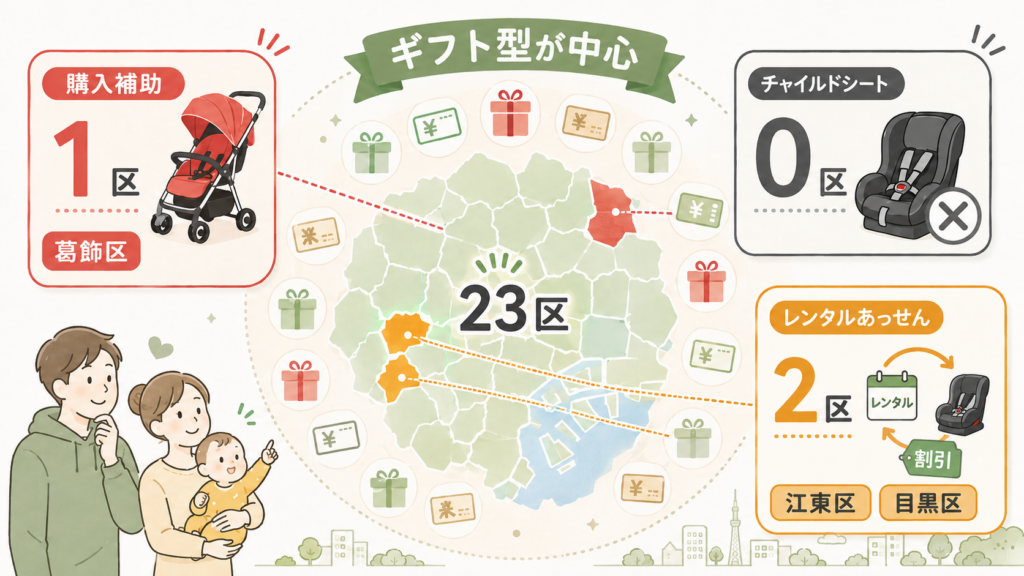 23区のどこなら出るのか？全区の購入補助と代替制度の一覧を整理した図解