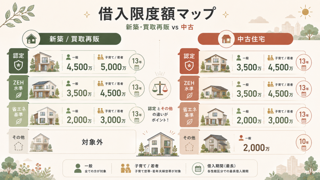中古住宅(既存住宅)の借入限度額は新築と別枠を整理した図解