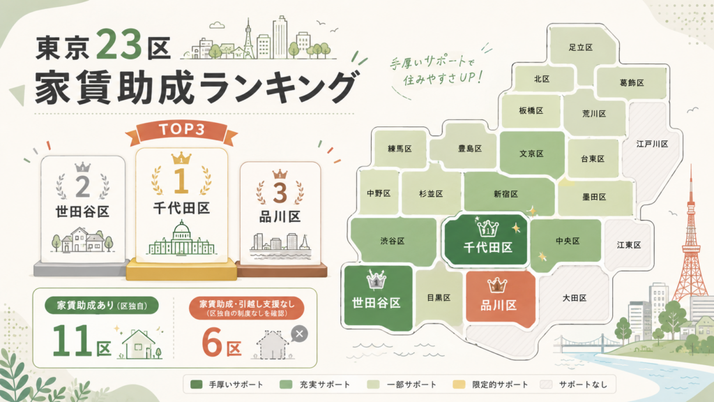 図解：家賃助成が一番手厚い区はどこ？