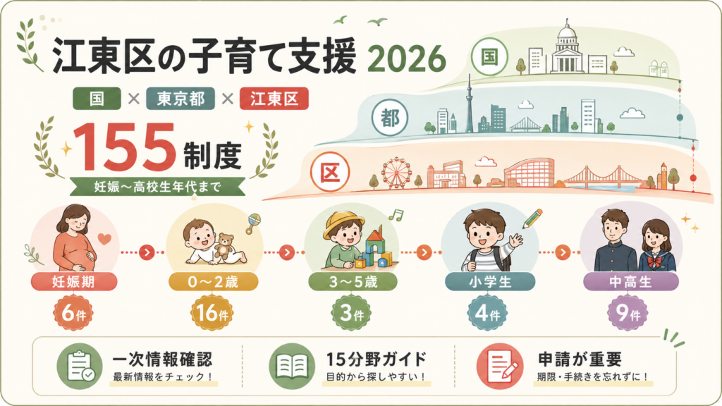 図解：江東区の子育て支援は、結局いくらもらえる？