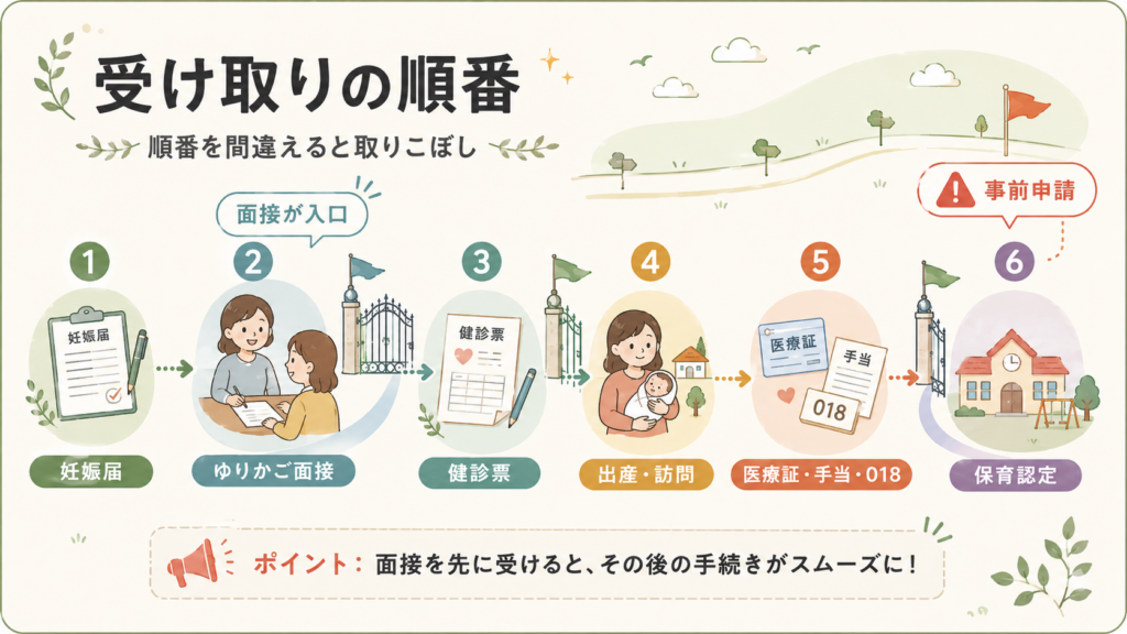 受け取りそこねないための申請の順番を整理した図解