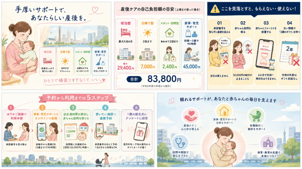 図解:江東区の産後ケアは、いくらで何回使える?