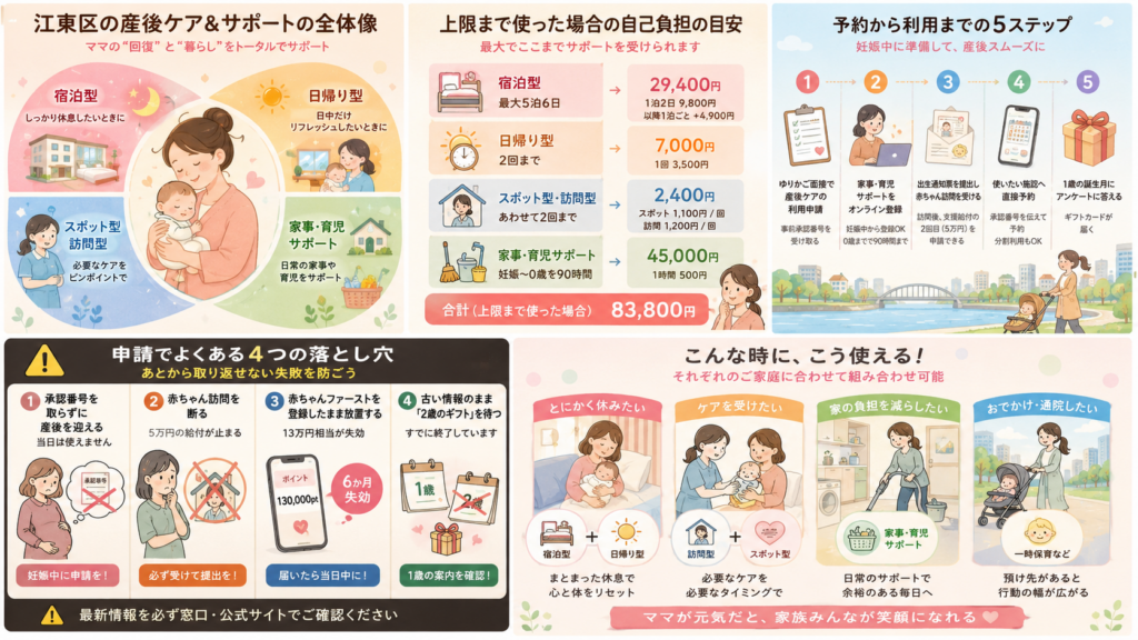 図解:産後ケアを上限まで使うと、自己負担はいくら?