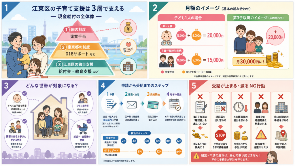 図解:江東区の子育て手当は、毎月いくら入る?