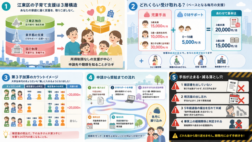 受け取れる手当・給付金の一覧を整理した図解