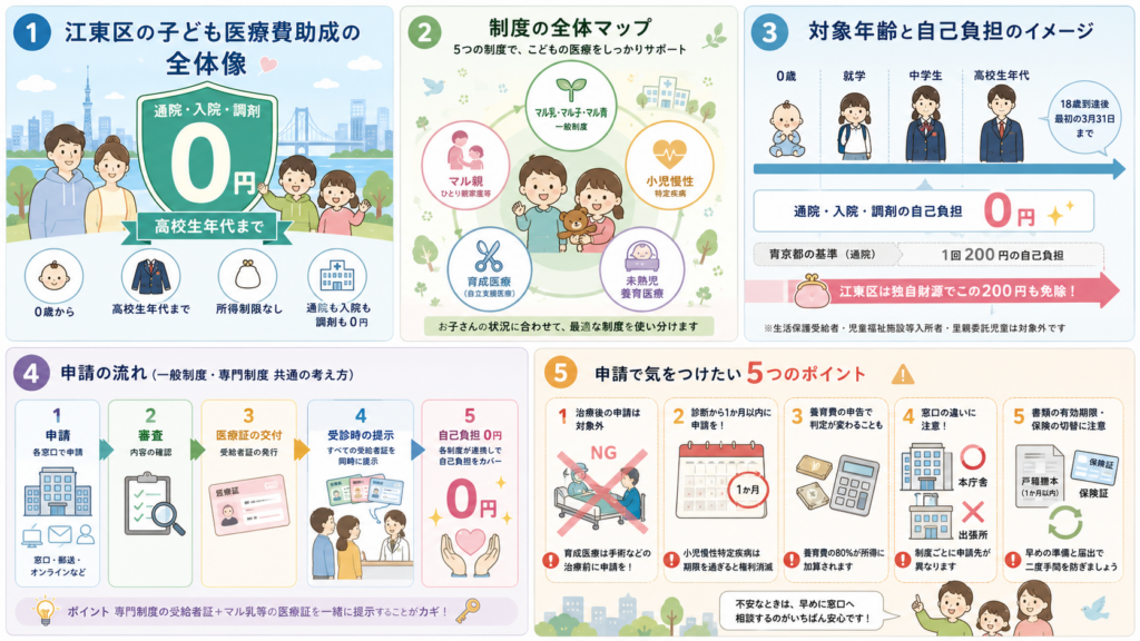医療費助成の制度一覧と使い分けを整理した図解
