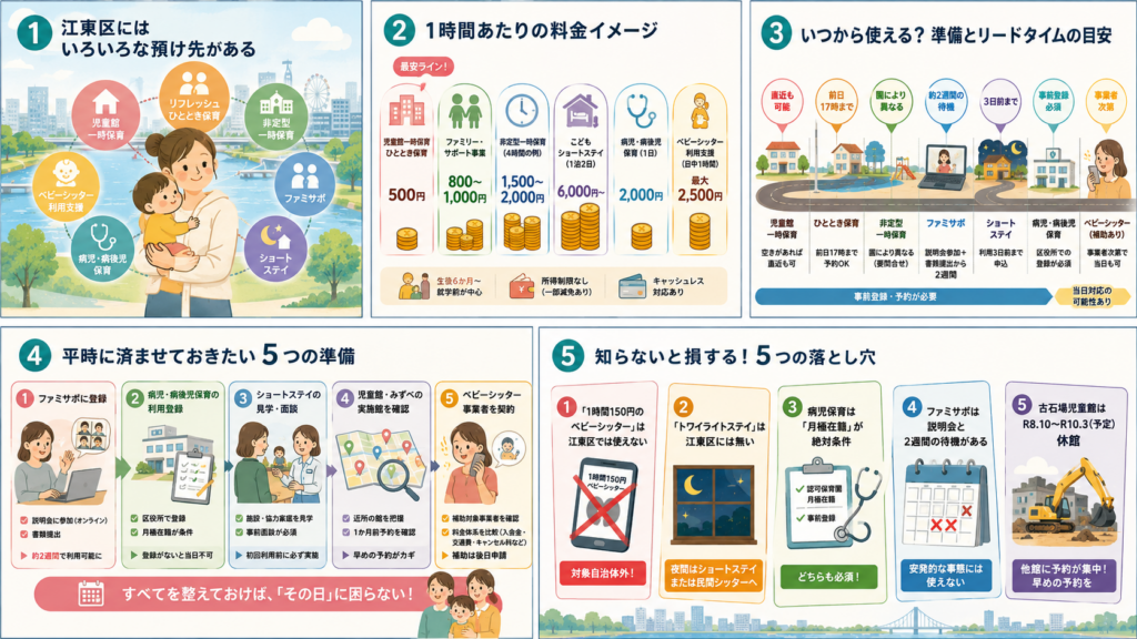 図解：江東区で子どもを1時間だけ預けるには、いくらかかる？
